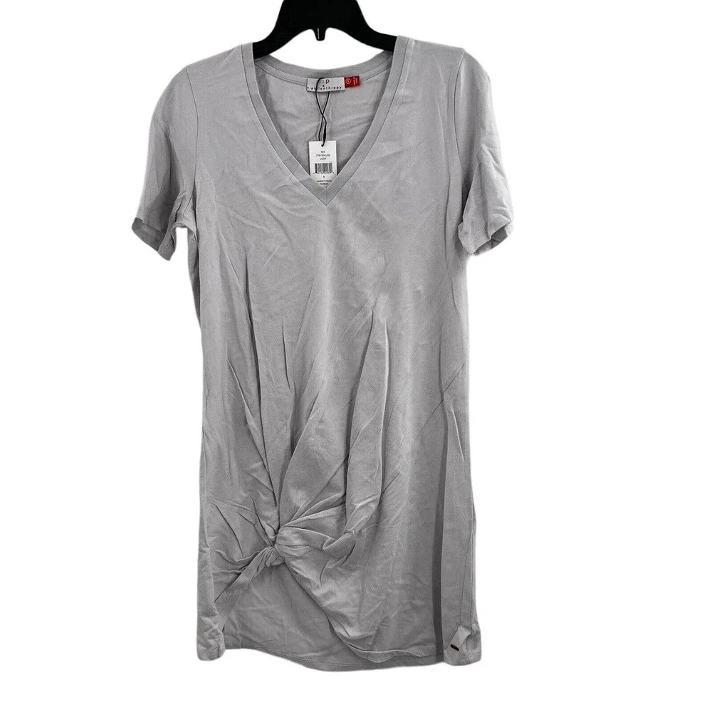 n:PHILANTHROPY Leonardo Knot Front Short Casual Shirtdress‎ Grey Small New